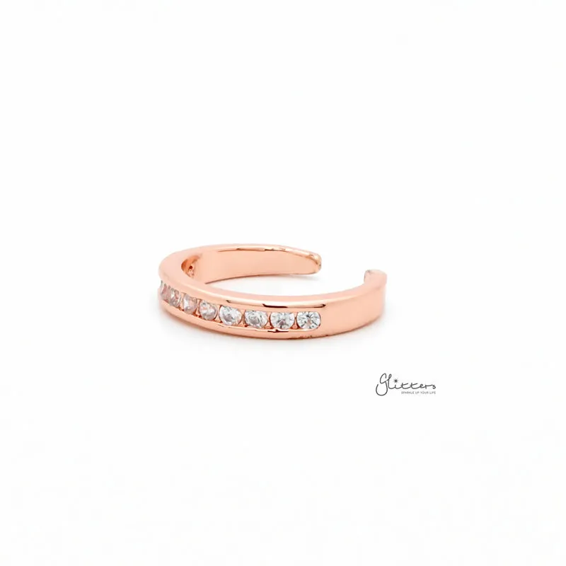 3mm CZ Paved Band Toe Ring - Rose Gold