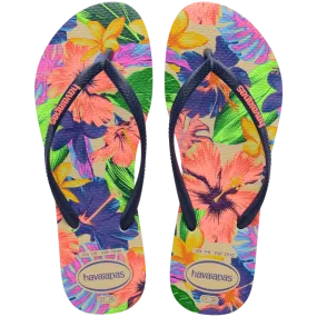 4149011 Slim Floral Neon Flip Flops