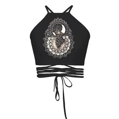 Backless Cut Out Sexy Cropped Top  Wrap Tie Waist