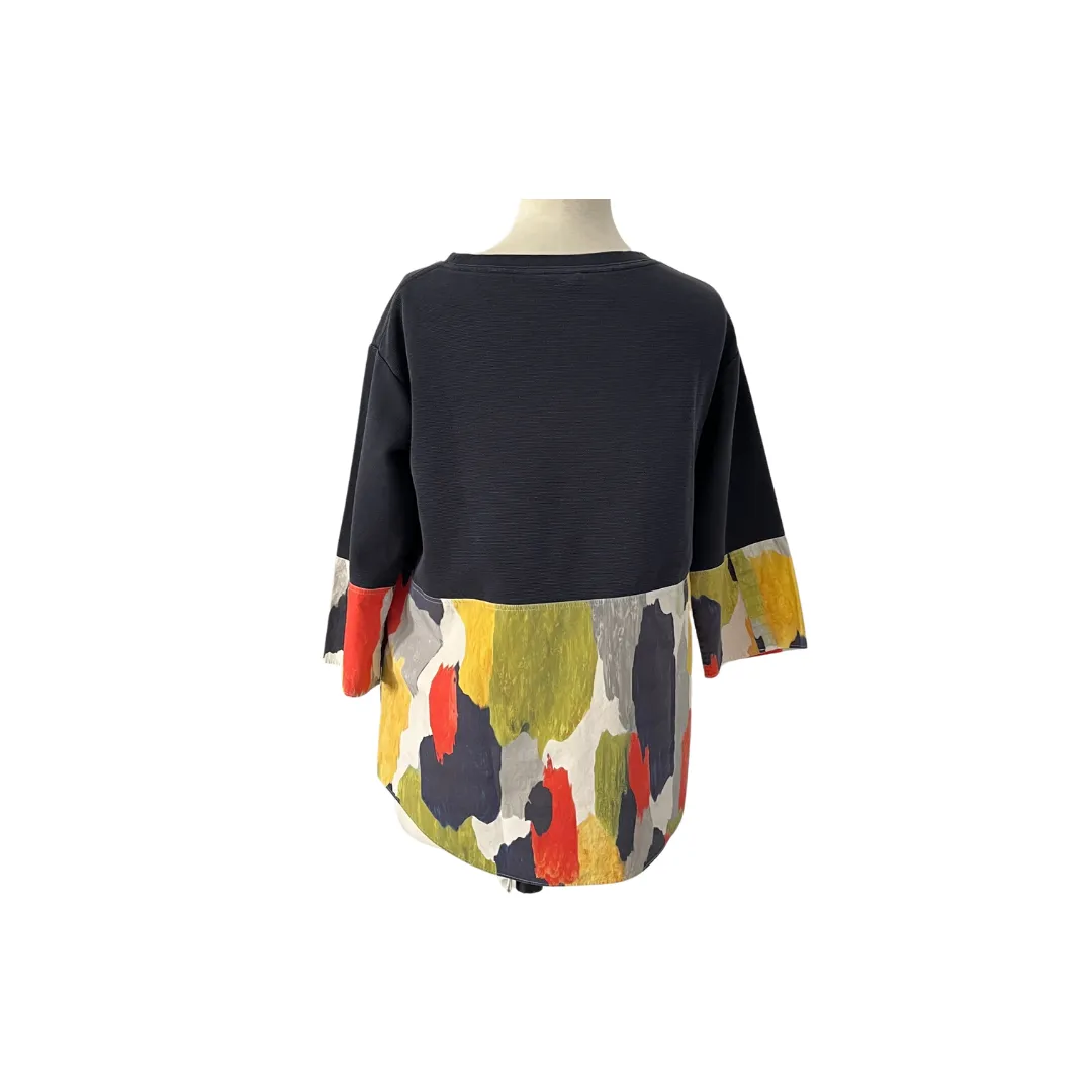 COS Dark Grey Knit & Printed Short-sleeves Top | Pre Loved |