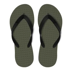 Men's Sustainable Flip Flops Military Green with Black Straps