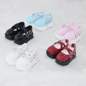 niannyyhouse Thick High Heeled Leather Shoes Length 6.8cm 1/4BJD MDD Doll Accessories