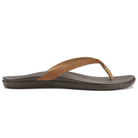 Olukai Women's Ho'Opio Leather Sandal - Sahara/Dark Java 20290-FM48