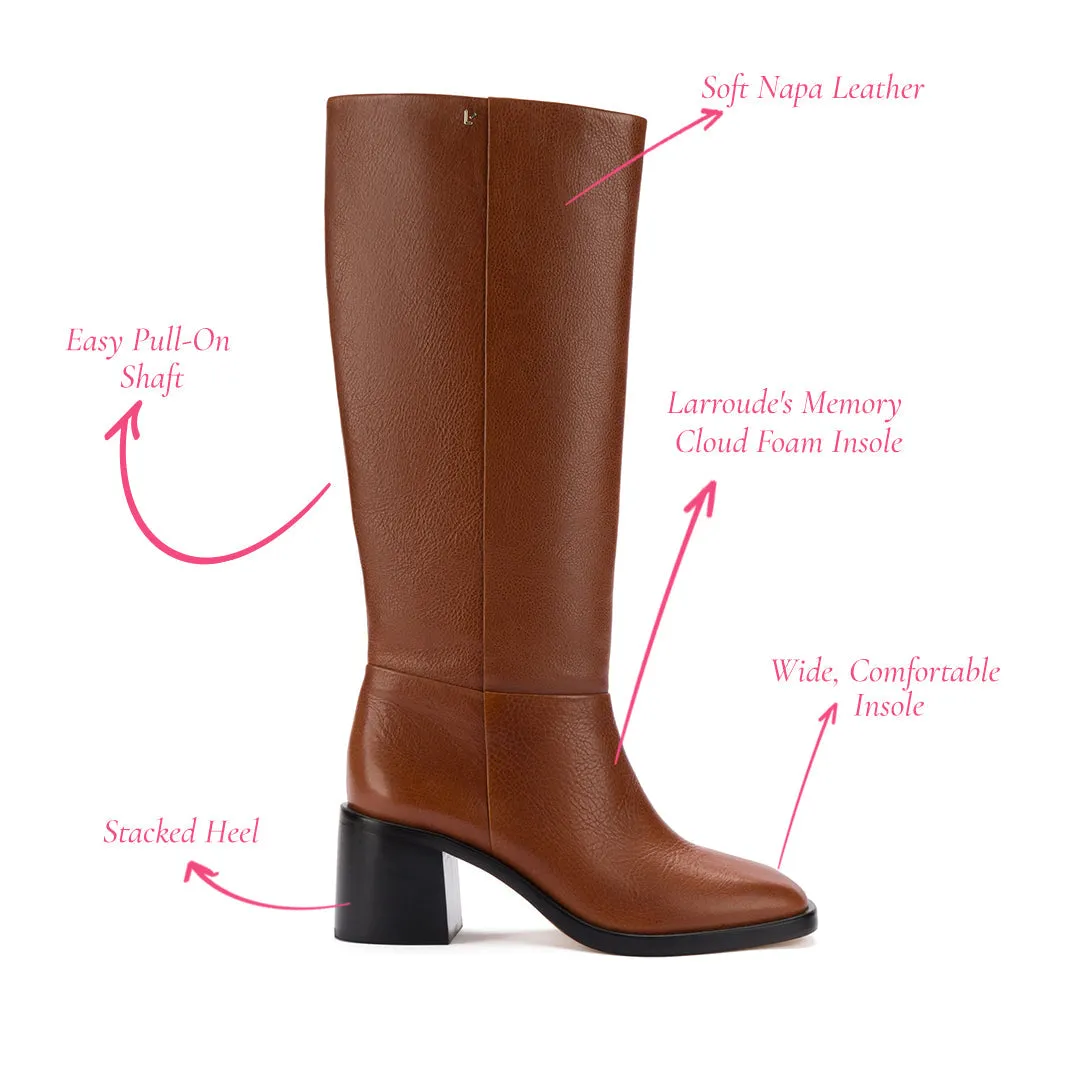 Mocca Leather Ricky Boot with Detailed Stitching