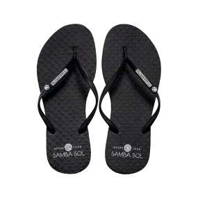 Samba Sol Women's Swarovski Crystal Collection Flip Flops - Black Crystal