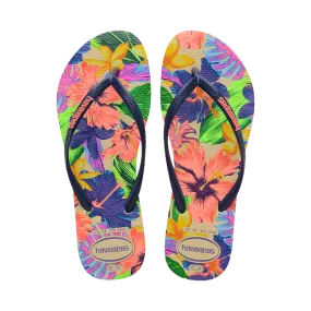 Slim Floral Neon Flip Flops