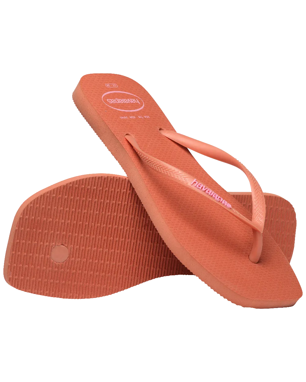 Slim Square Logo Pop Up Flip Flops in Pink Clay