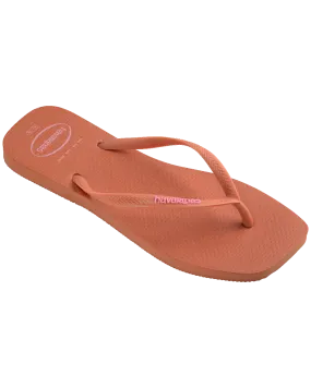 Slim Square Logo Pop Up Flip Flops in Pink Clay
