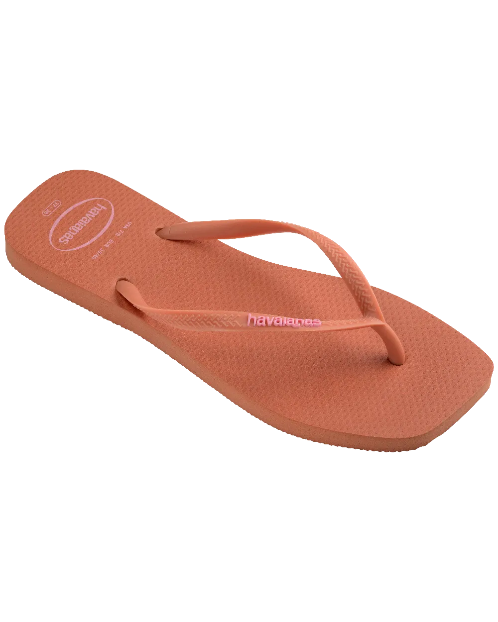 Slim Square Logo Pop Up Flip Flops in Pink Clay