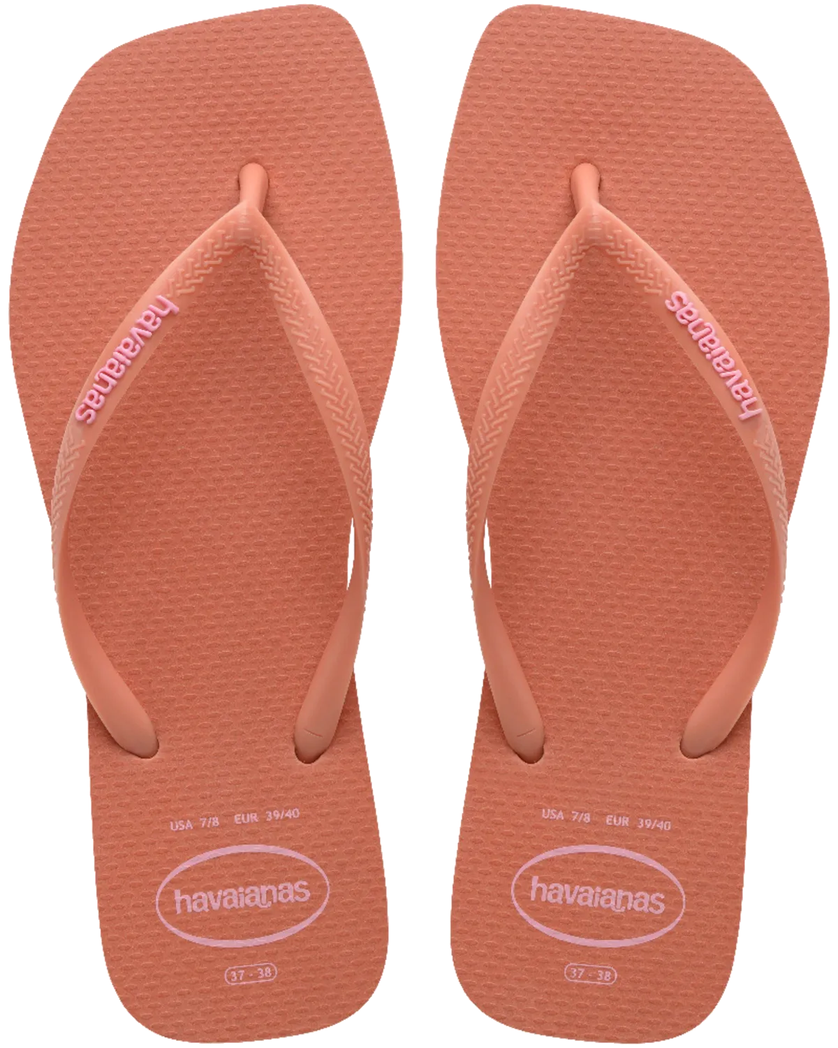 Slim Square Logo Pop Up Flip Flops in Pink Clay