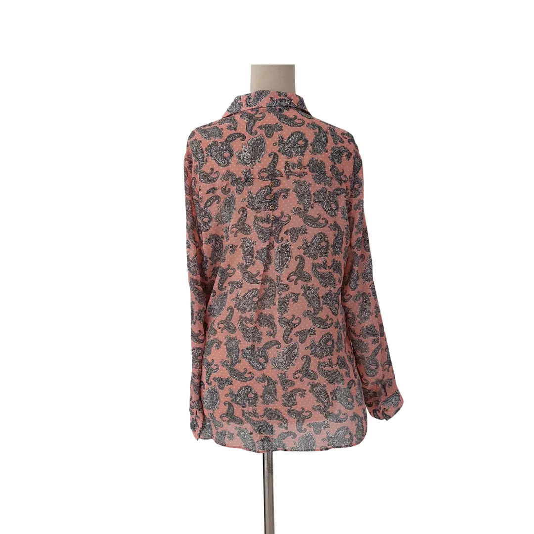 Splash Pink Printed Collared Top | Gently Used |