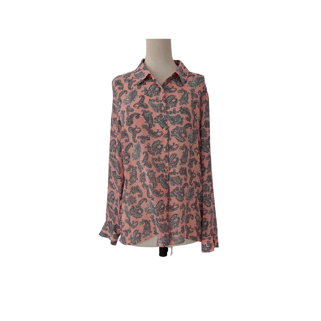 Splash Pink Printed Collared Top | Gently Used |