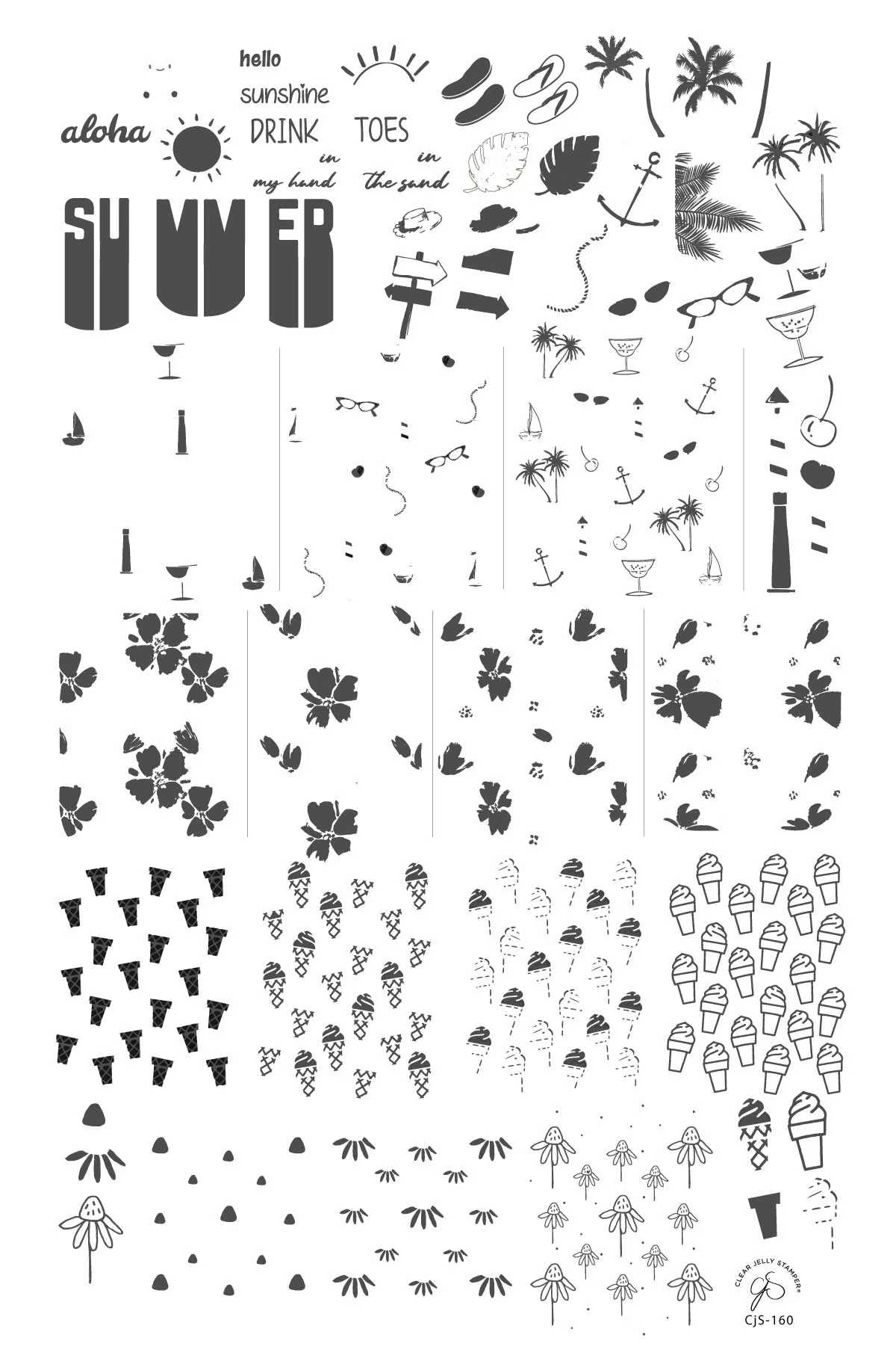 Summer (CjS-160) Steel Layered Nail Art Stamping Plate